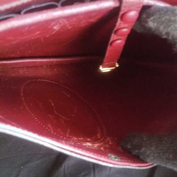 Les Must De Cartier Bordeaux leather suede gold cc monogram vintage bag purse - Picture 8 of 13